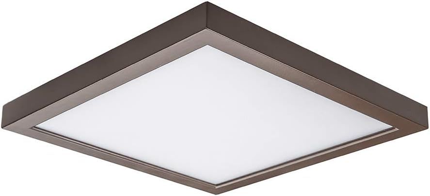 Square Bronze Glass LED Flush Mount Light