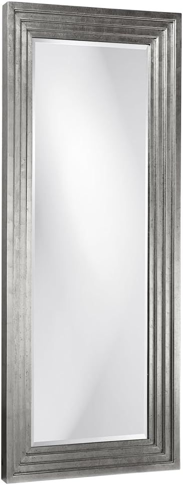 Glossy Nickel Rectangular Wood Floor Mirror, 24x72