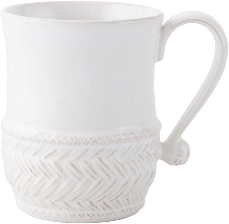 White Ceramic Mug with Embossed Detailing, 15oz