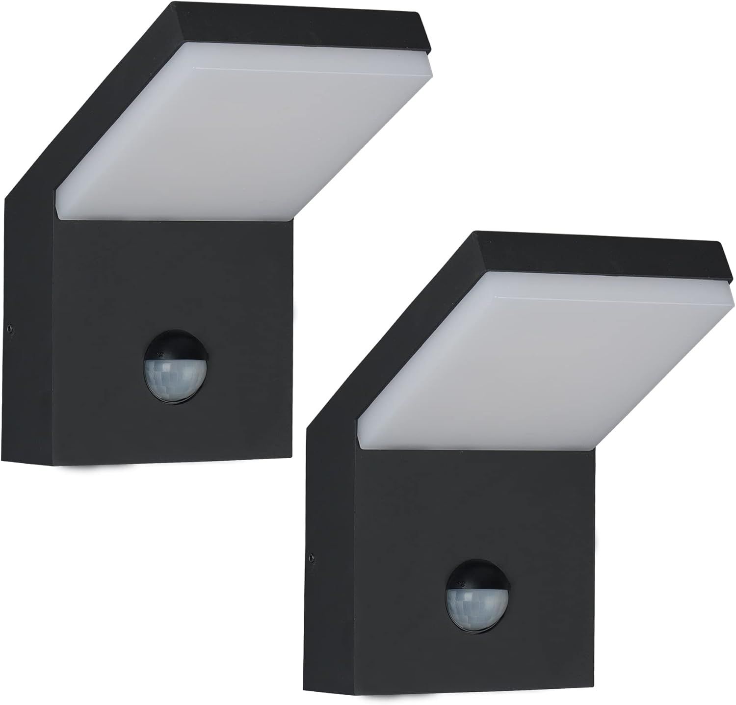 Black Aluminum LED Motion Sensor Outdoor Wall Sconce Set