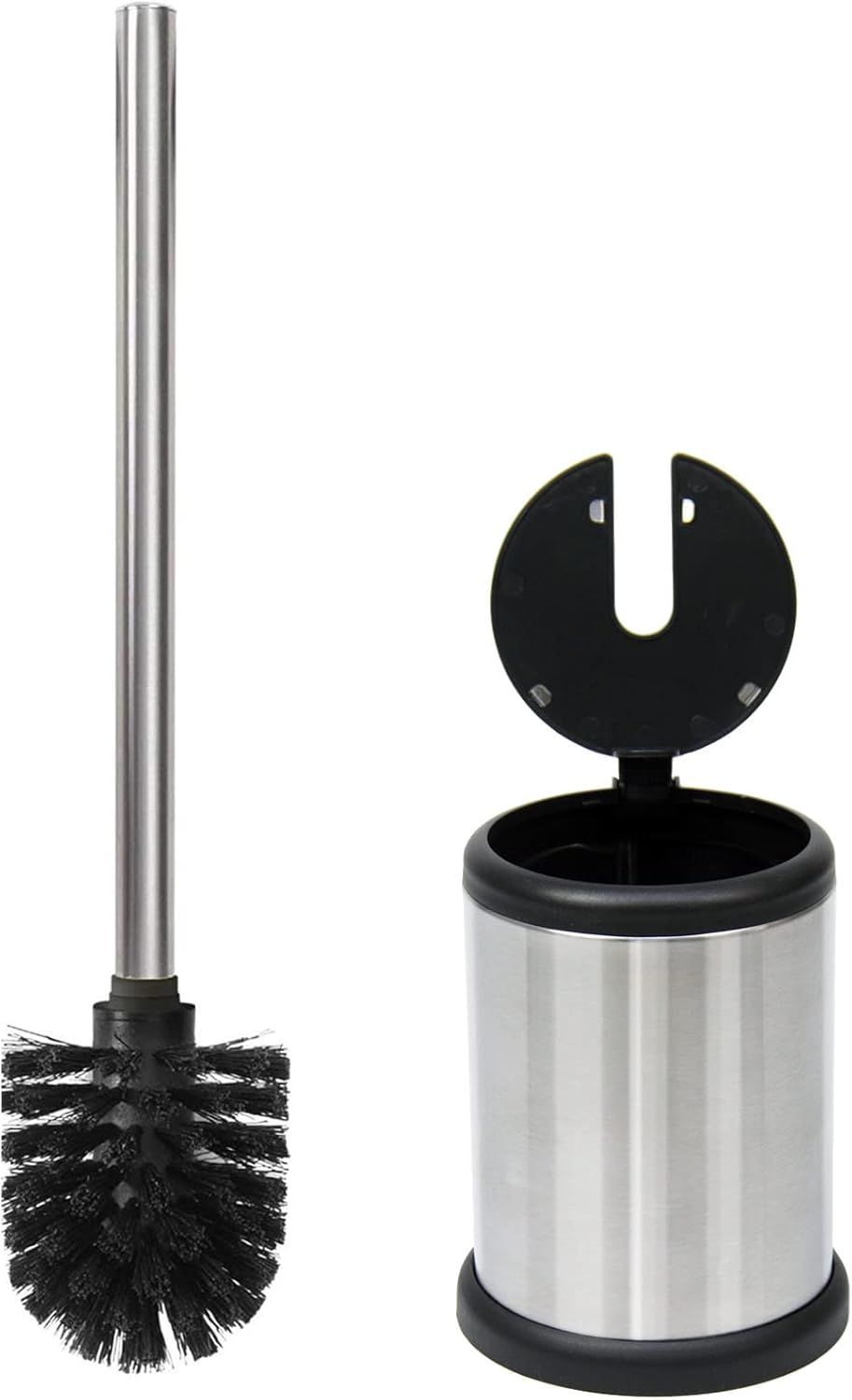 Casaphoria Stainless Steel Round Toilet Brush and Holder Set