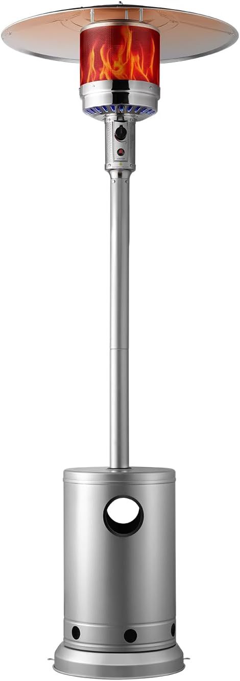 VEVOR Tall Silver Propane Patio Heater with Round Table