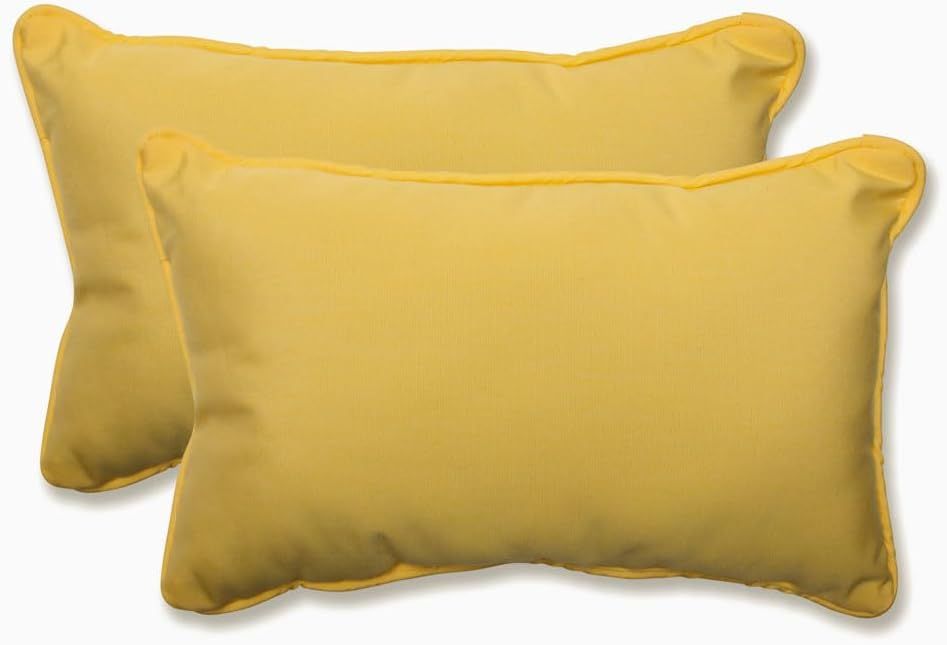 Yellow Rectangular Outdoor Lumbar Pillow Set