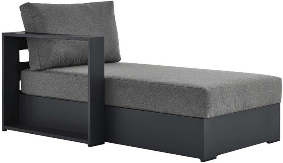 Gray Charcoal Aluminum Outdoor Chaise Lounge with Cushions