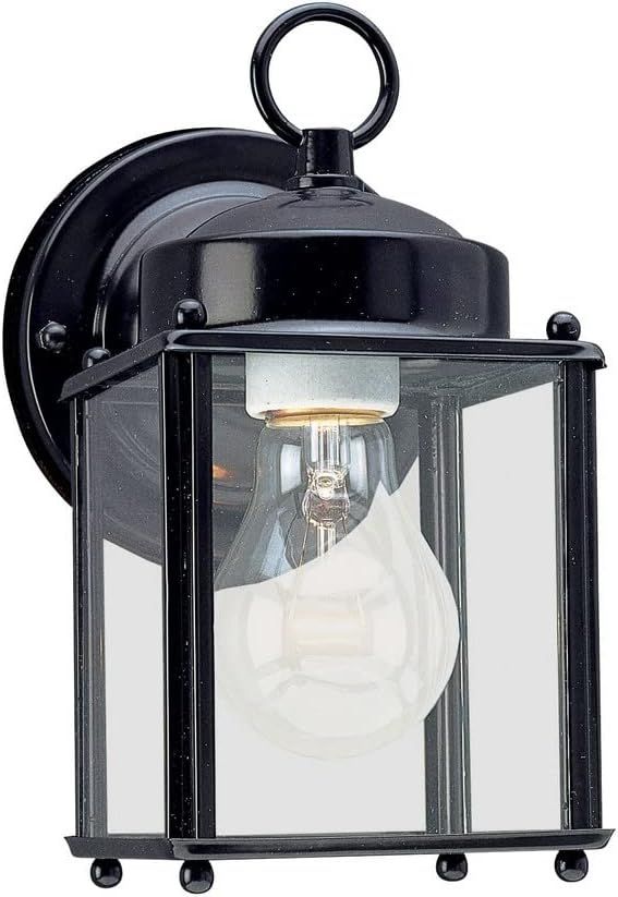 Black and Clear Glass Outdoor Wall Lantern Sconce