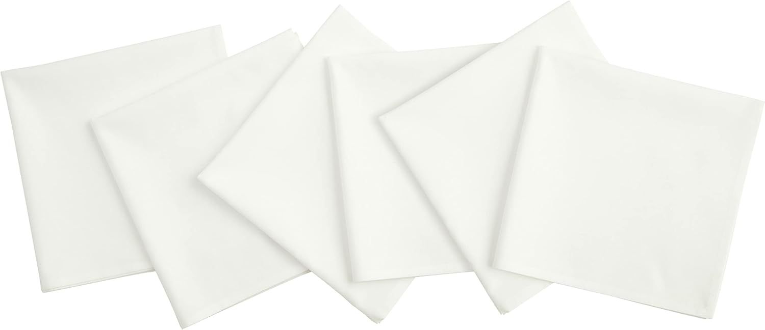 White Cotton Linen Dinner Napkins Set of 6