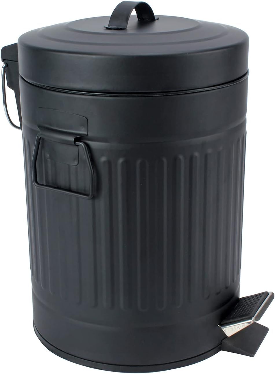 Black Stainless Steel Cylindrical Pedal Trash Can