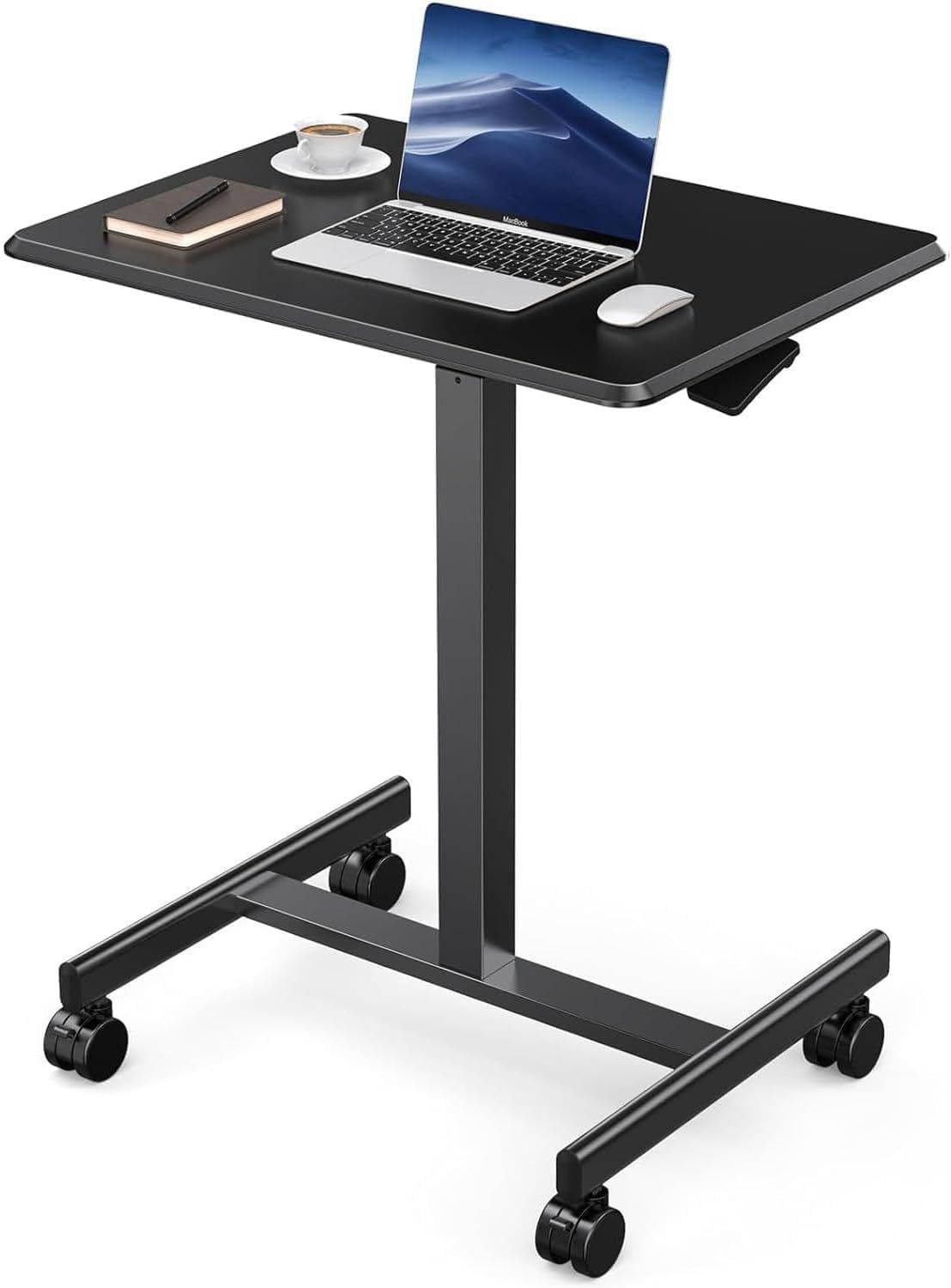 Black Adjustable Height Standing Laptop Desk with Drawer