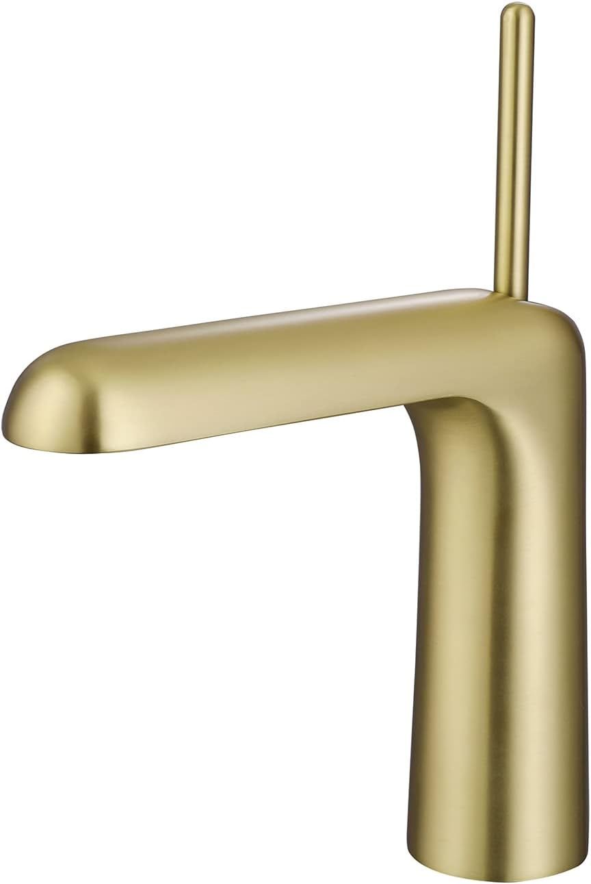 Brushed Gold Brass Single Handle Bathroom Faucet