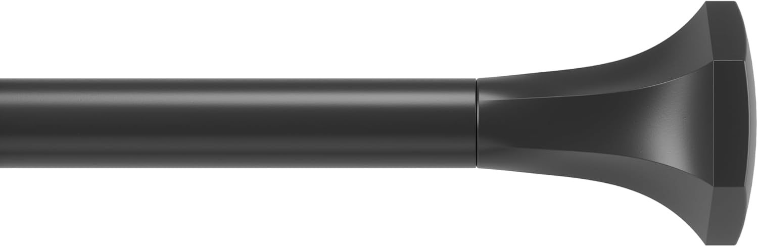 Sita Matte Black Adjustable Steel Curtain Rod 36-72 Inches