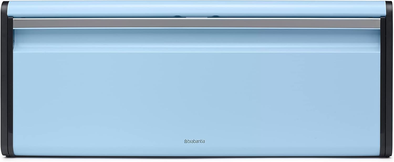 Dreamy Blue Large Rectangular Metal Bread Box with Flat Top
