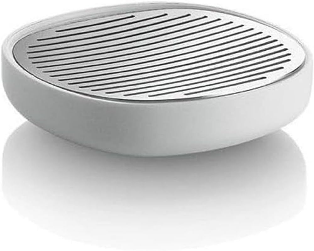 White and Stainless Steel Modern Soap Dish