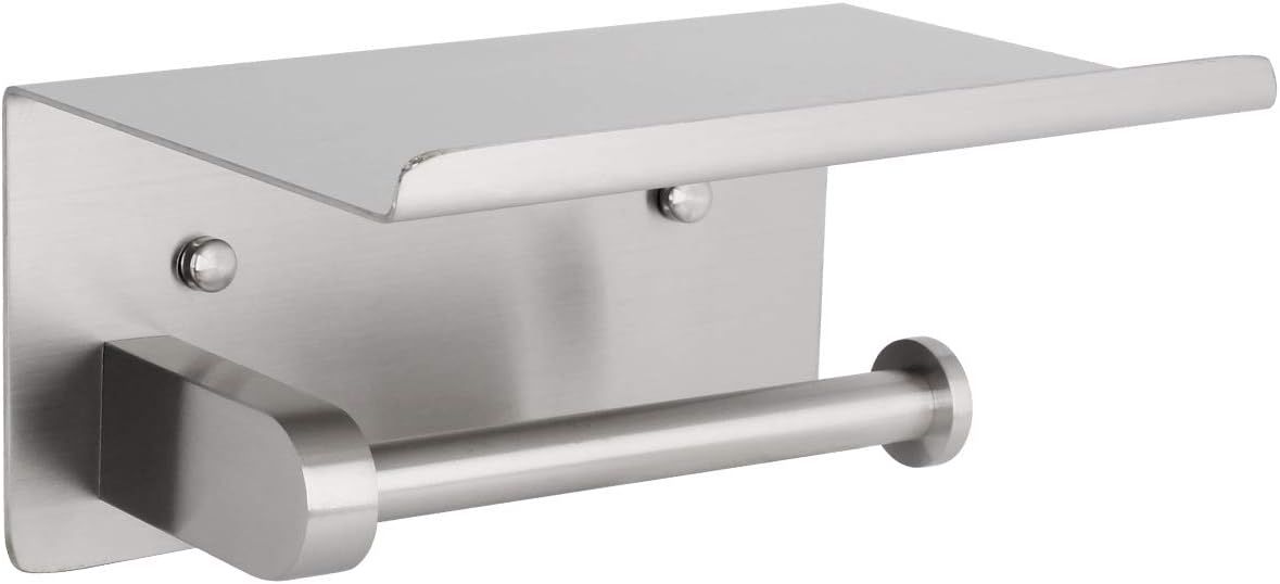 Brushed Nickel Stainless Steel Wall Mounted Toilet Paper Holder with Shelf