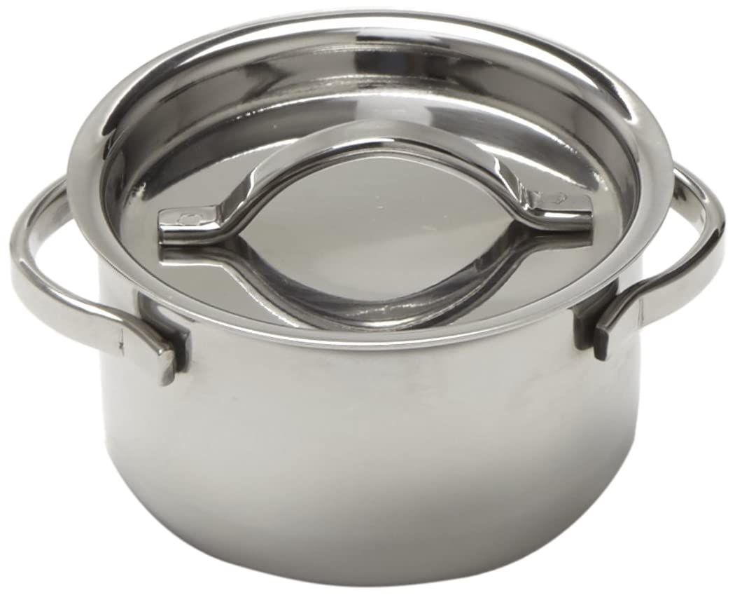 Mini Round Stainless Steel Pot with Lid and Handles, 4 oz