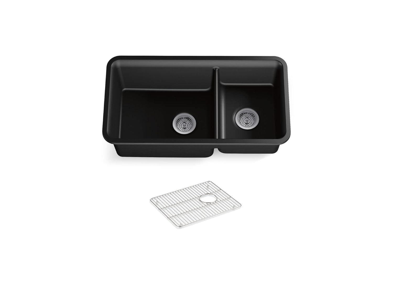 Matte Black 33" Double Bowl Stone Kitchen Sink