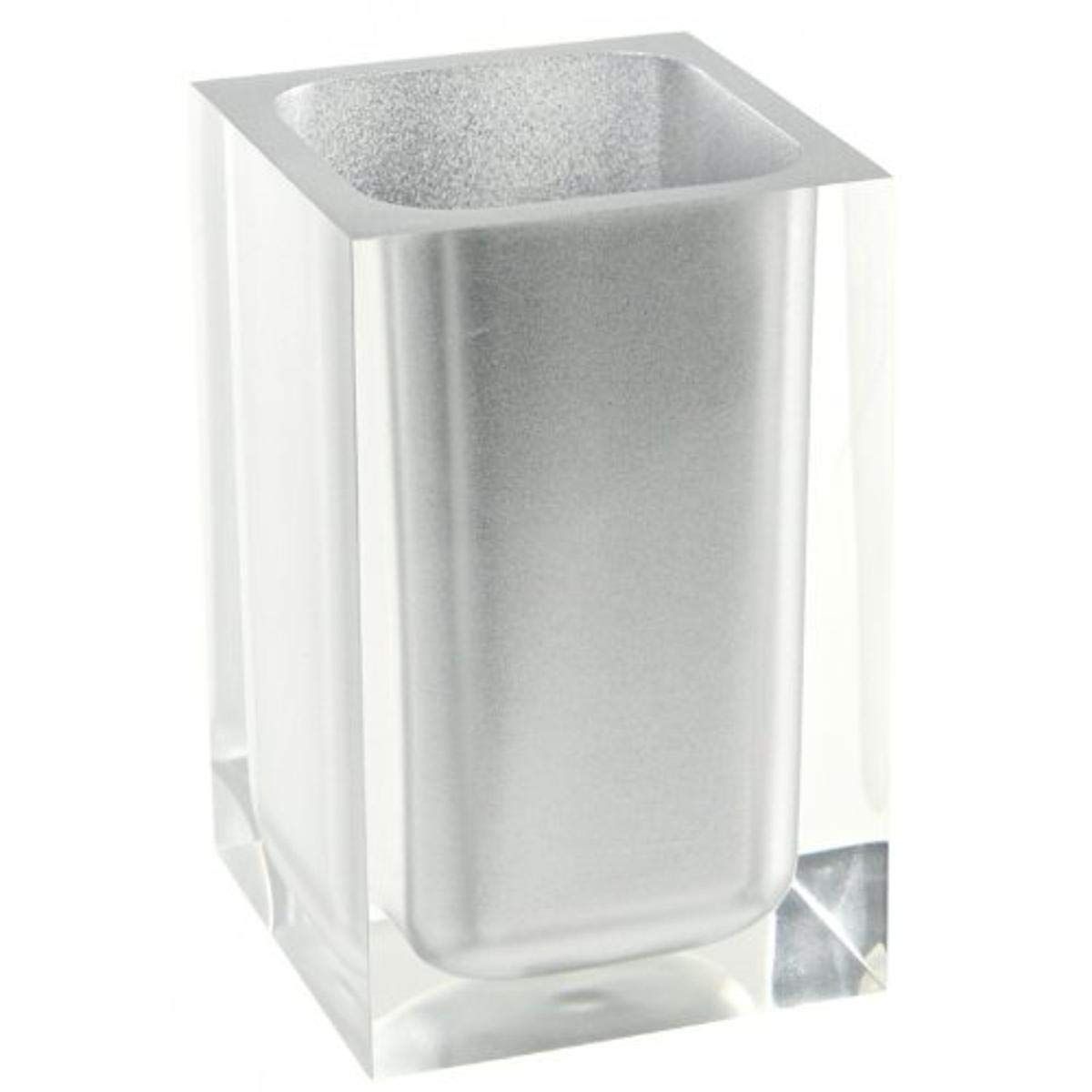 Silver Acrylic Contemporary Toothbrush Holder