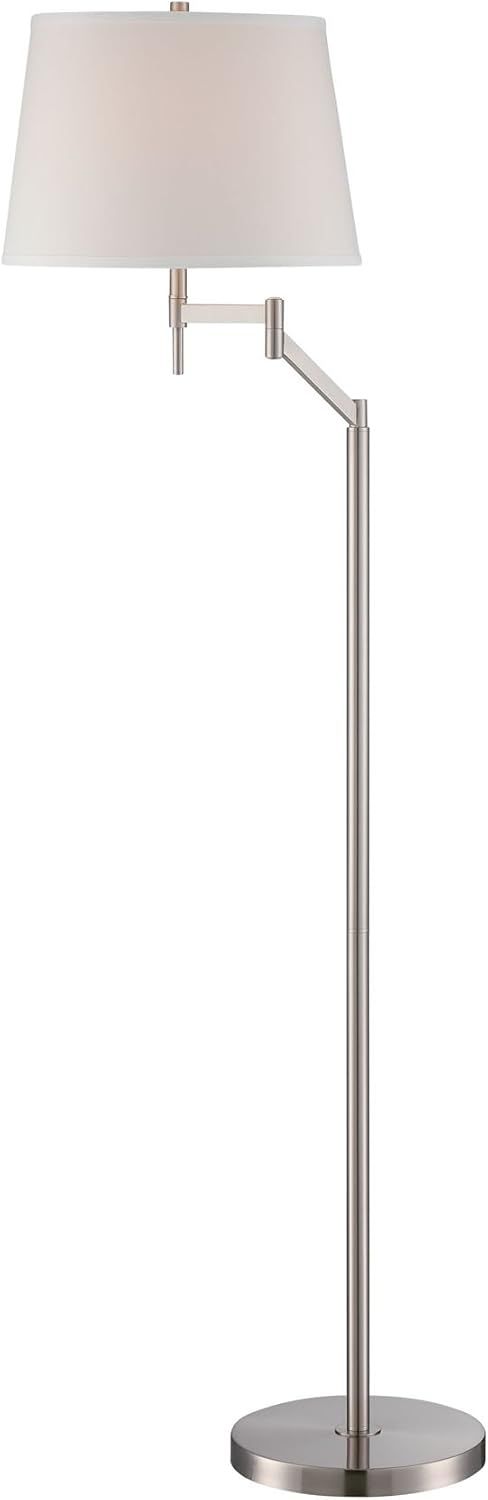 Eveleen Polished Steel Adjustable Swing Arm Floor Lamp, White