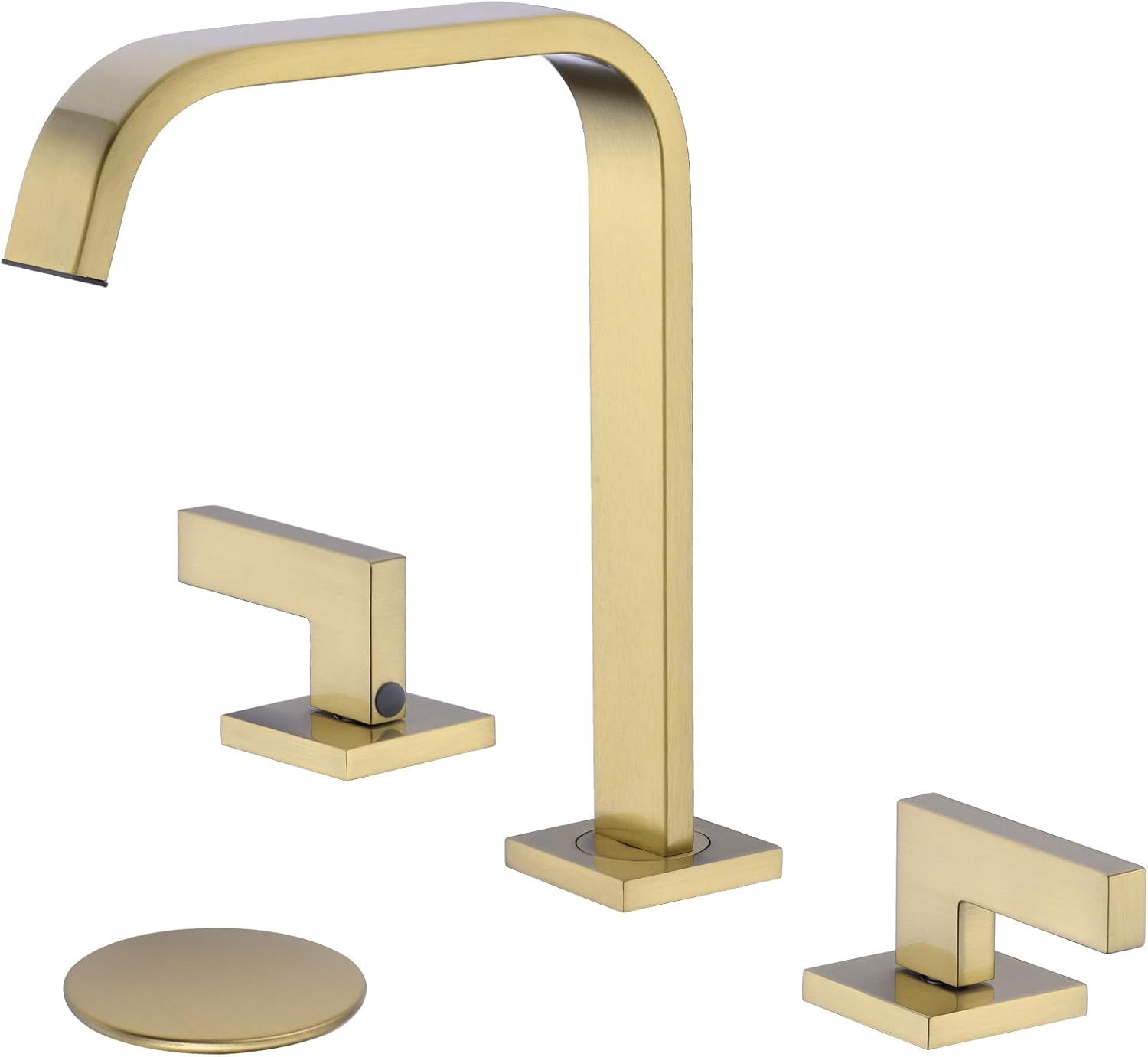 Brushed Gold Brass Double Handle Widespread Bathroom Faucet