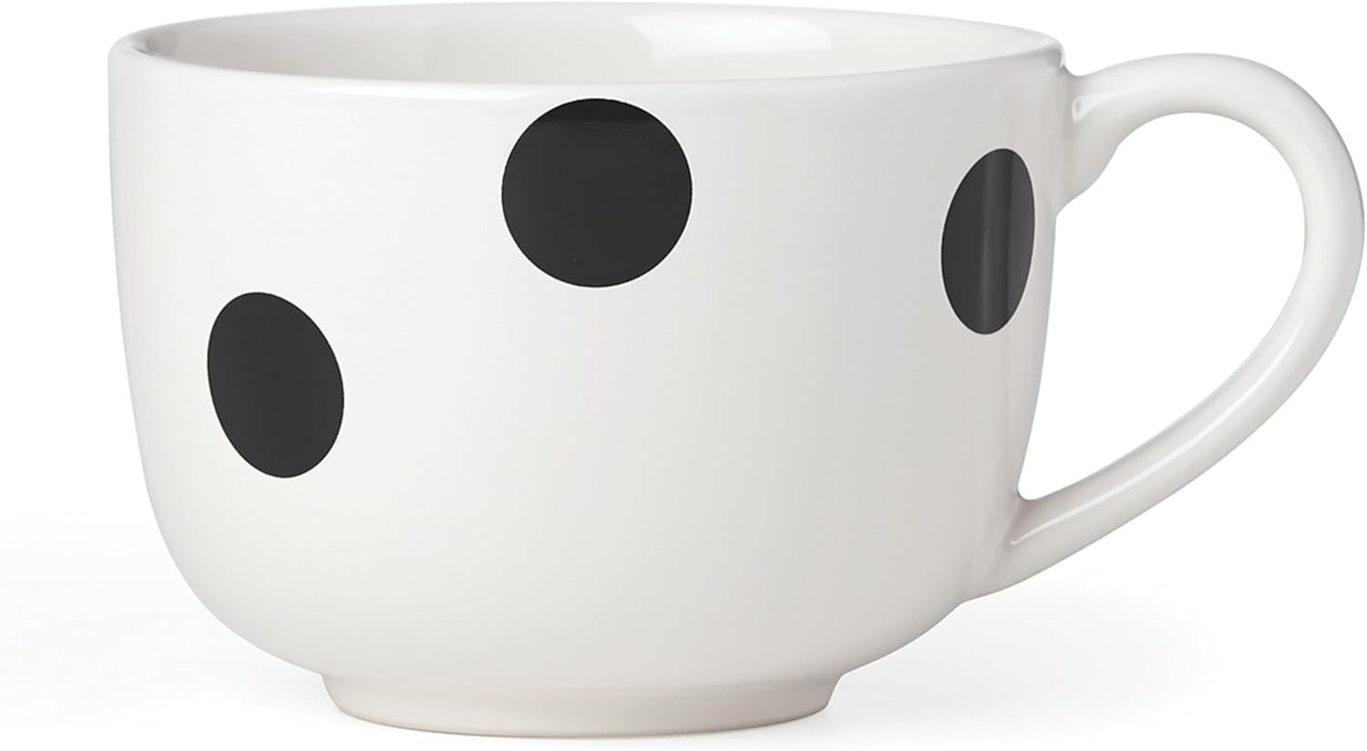 White and Black Ceramic Polka Dot Latte Mug