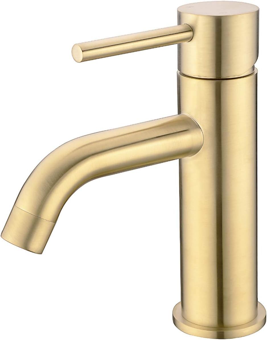 Brushed Gold Brass Single Handle Bathroom Faucet