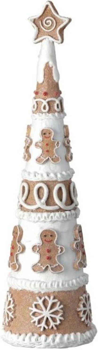 12.5" Resin Frosted Gingerbread Cone Christmas Tree