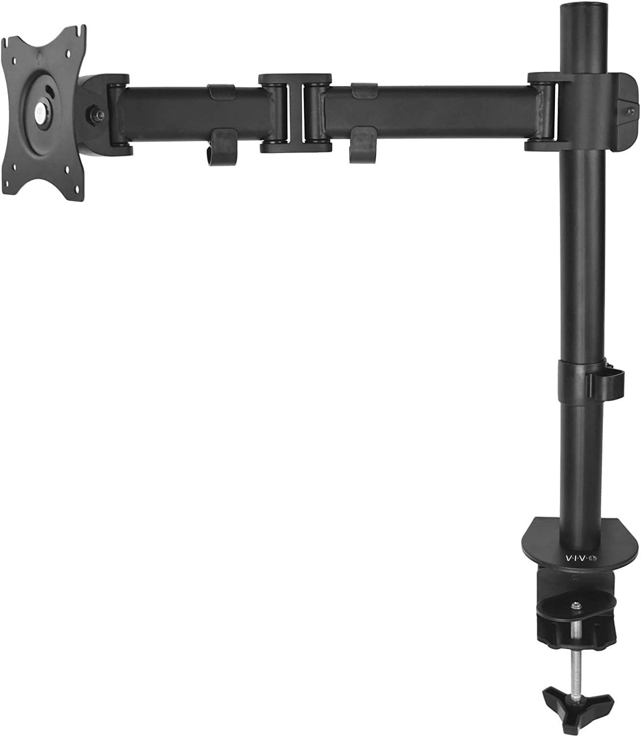 Black Adjustable Single Monitor Desk Mount with Cable Management