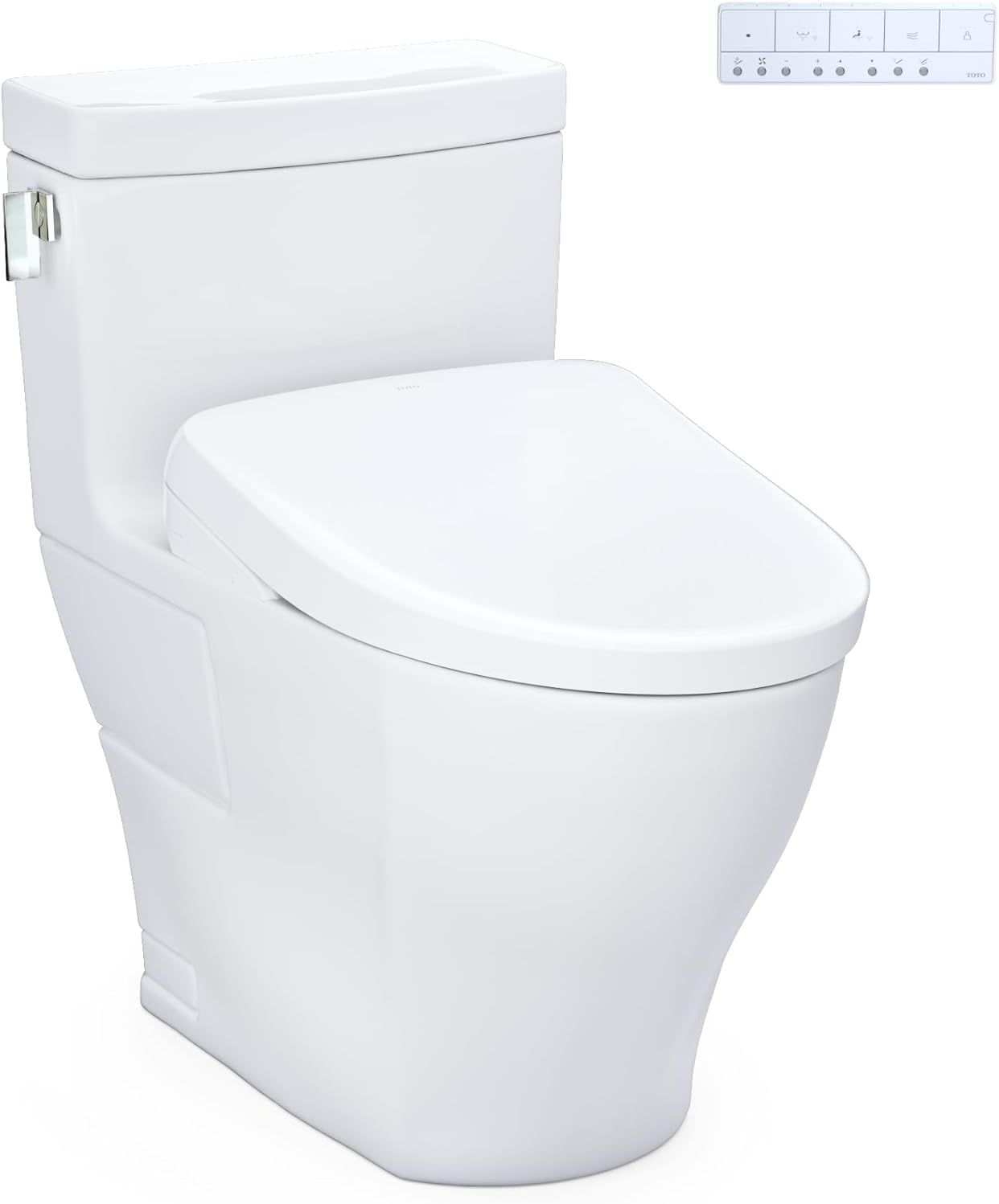 Cotton White Elongated Free Standing High Efficiency Toilet with Bidet Seat