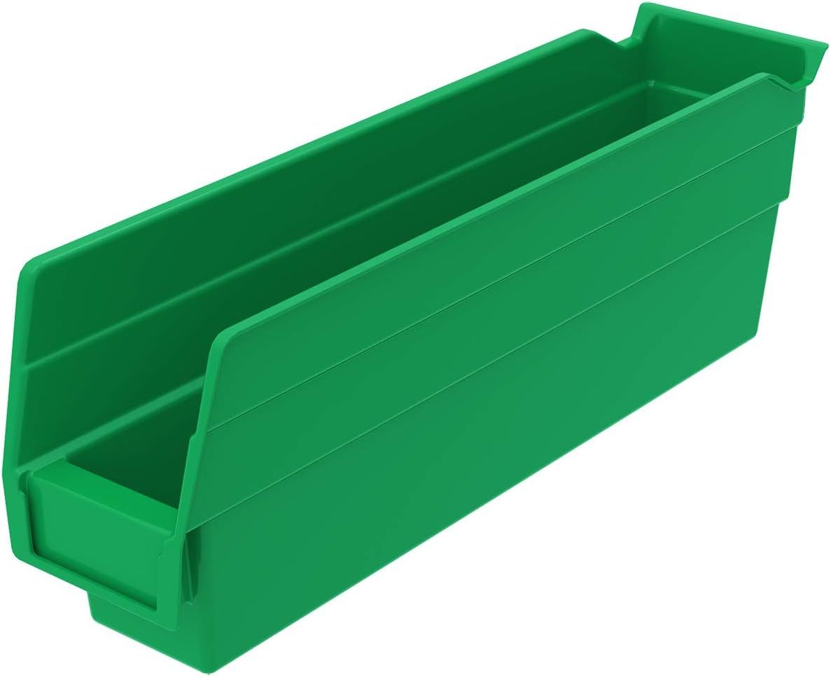 Green Stackable Plastic Open Top Storage Bin