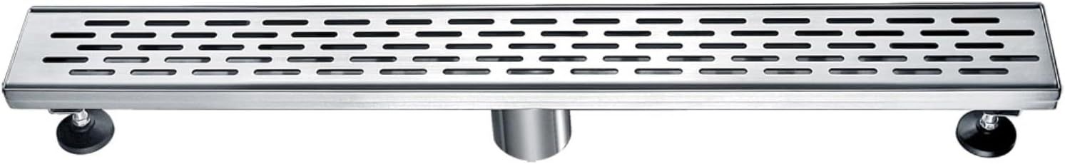 24" Silver Stainless Steel Linear Shower Drain with Groove Holes