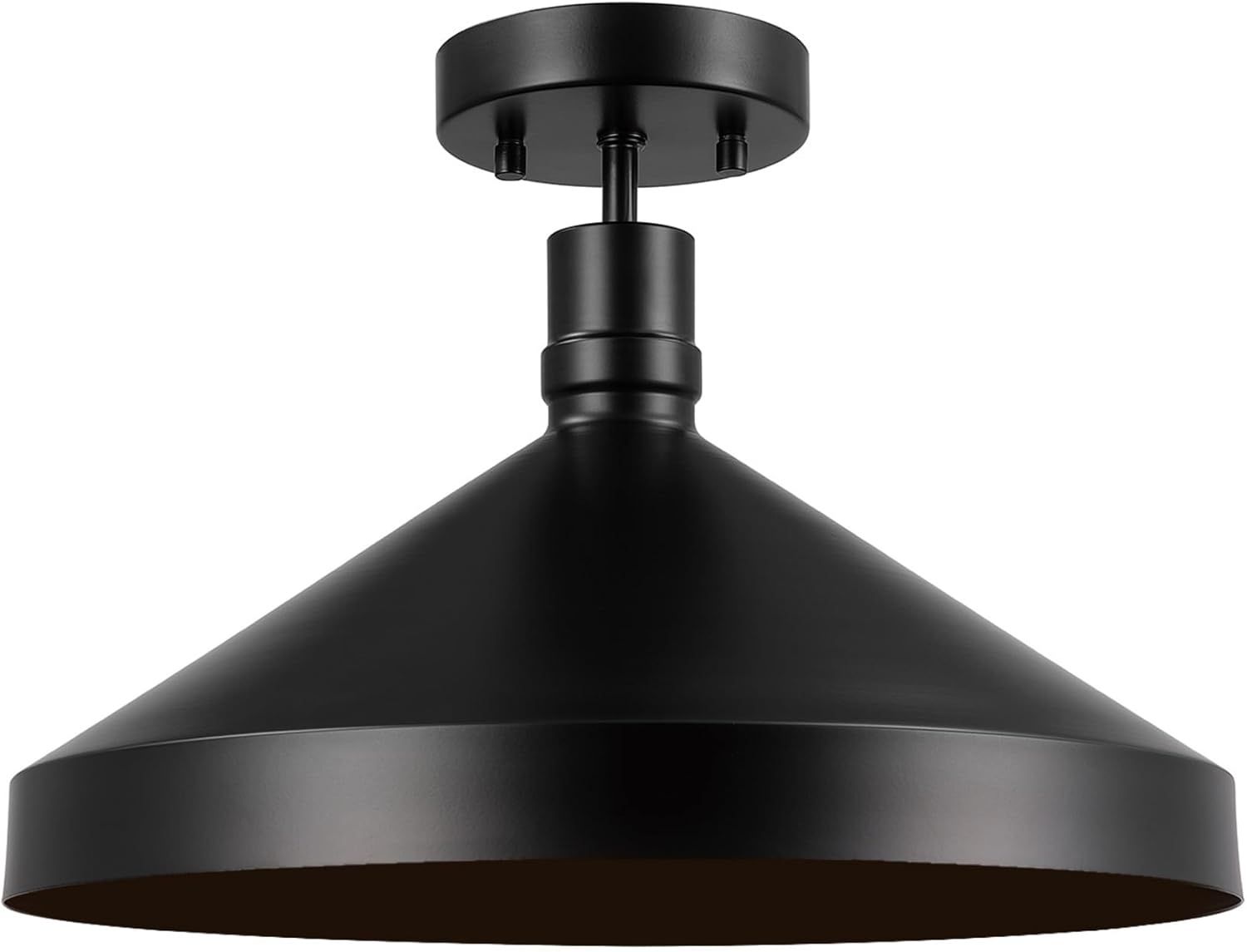 Matte Black Metal 15'' Outdoor Flush Mount Ceiling Light