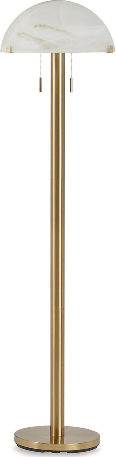 Brass and Glass Art Deco Floor Lamp with Pull Chains