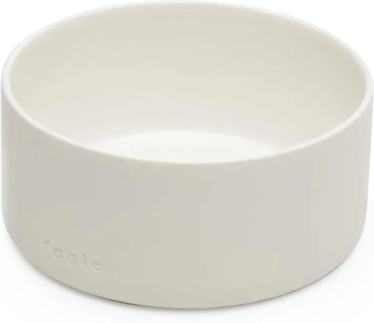 Modern Off-White Ceramic Weighted Dog Bowl