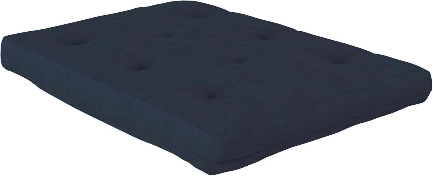 Full Blue Polyester Fill Futon Mattress with Microfiber Cover