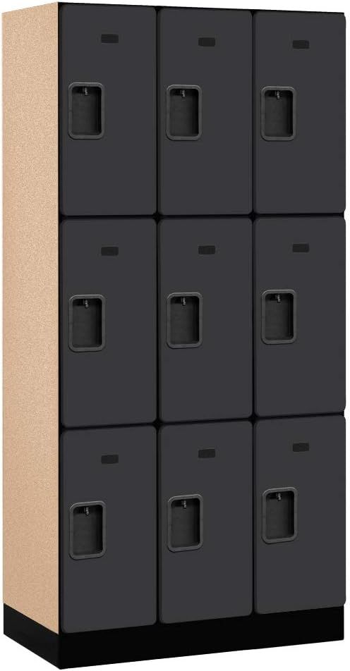 Black Triple Tier Lockable Wood Locker with Laminate Finish