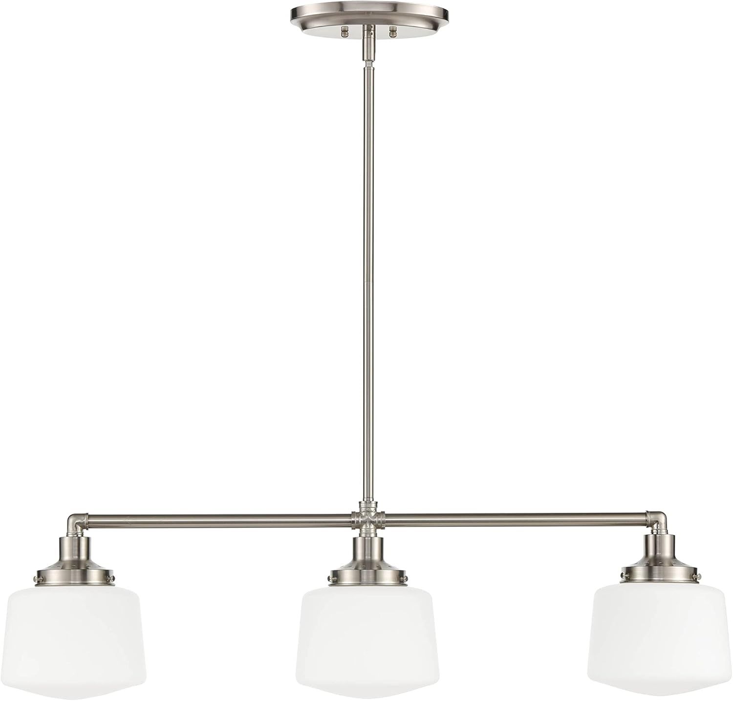 Brushed Nickel 3-Light Linear Glass Pendant Chandelier