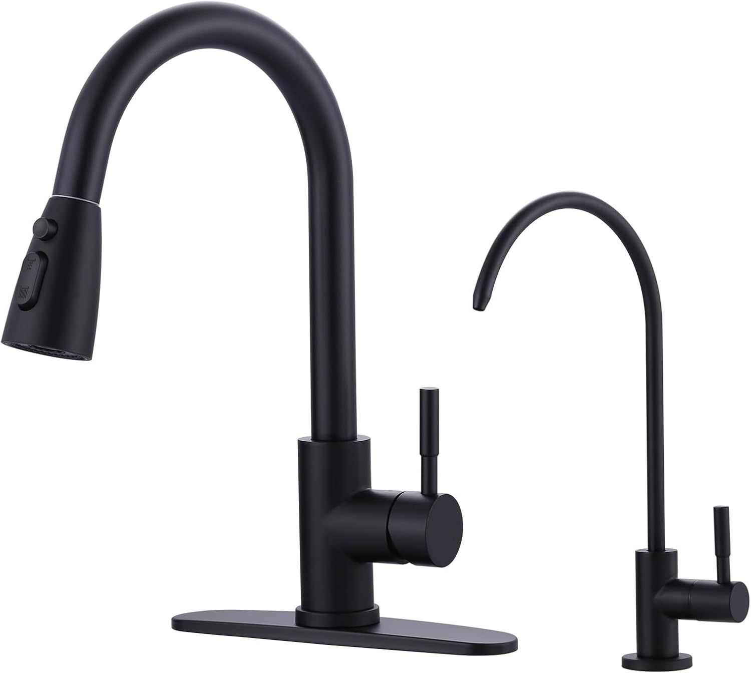 Matte Black Stainless Steel Kitchen Faucet with Pull-Out Spray