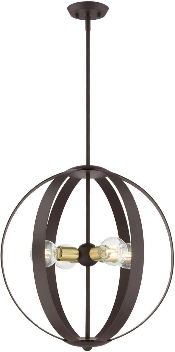 Modesto Bronze and Brass 4-Light Globe Chandelier