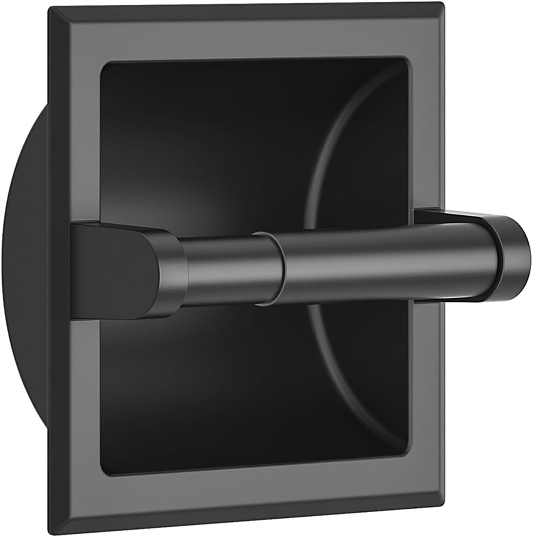 Matte Black Recessed Stainless Steel Toilet Paper Holder