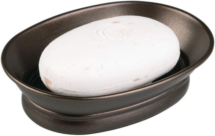 Bronze Metal Countertop Soap Dish with Ridged Base