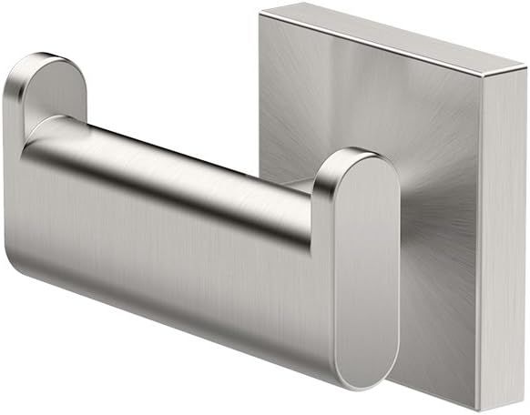 Satin Nickel Double Robe Hook with Brushed Finish