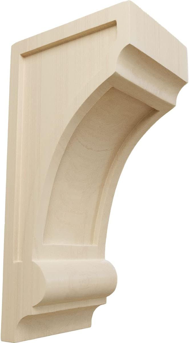 Natural Rubberwood Hand-Carved Decorative Corbel, 10" Height