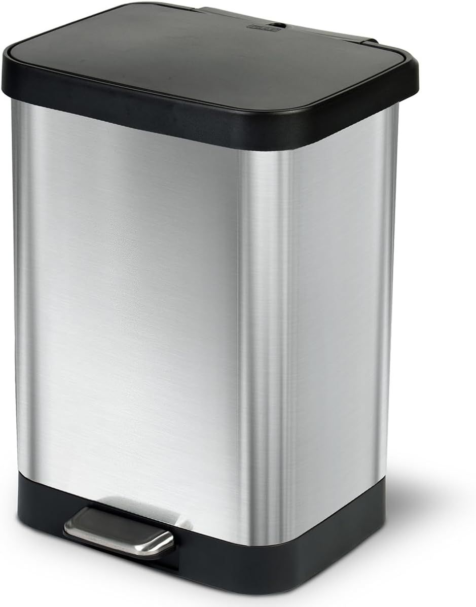 Stainless Steel 13-Gallon Kitchen Step Trash Can with Soft Close Lid