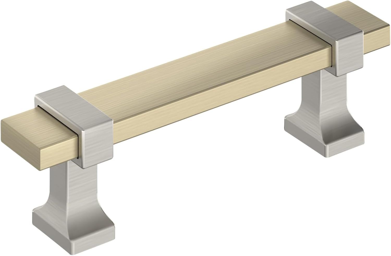 Golden Champagne and Satin Nickel Modern Bar Pull with Mounting Hardware