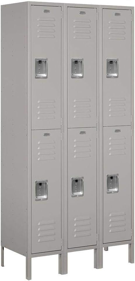 Gray 78" Freestanding Double Tier Metal Office Locker