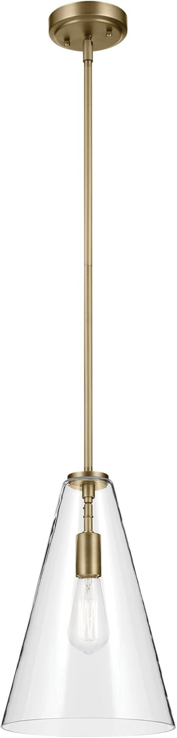 Natural Brass Clear Glass Cone Pendant Light