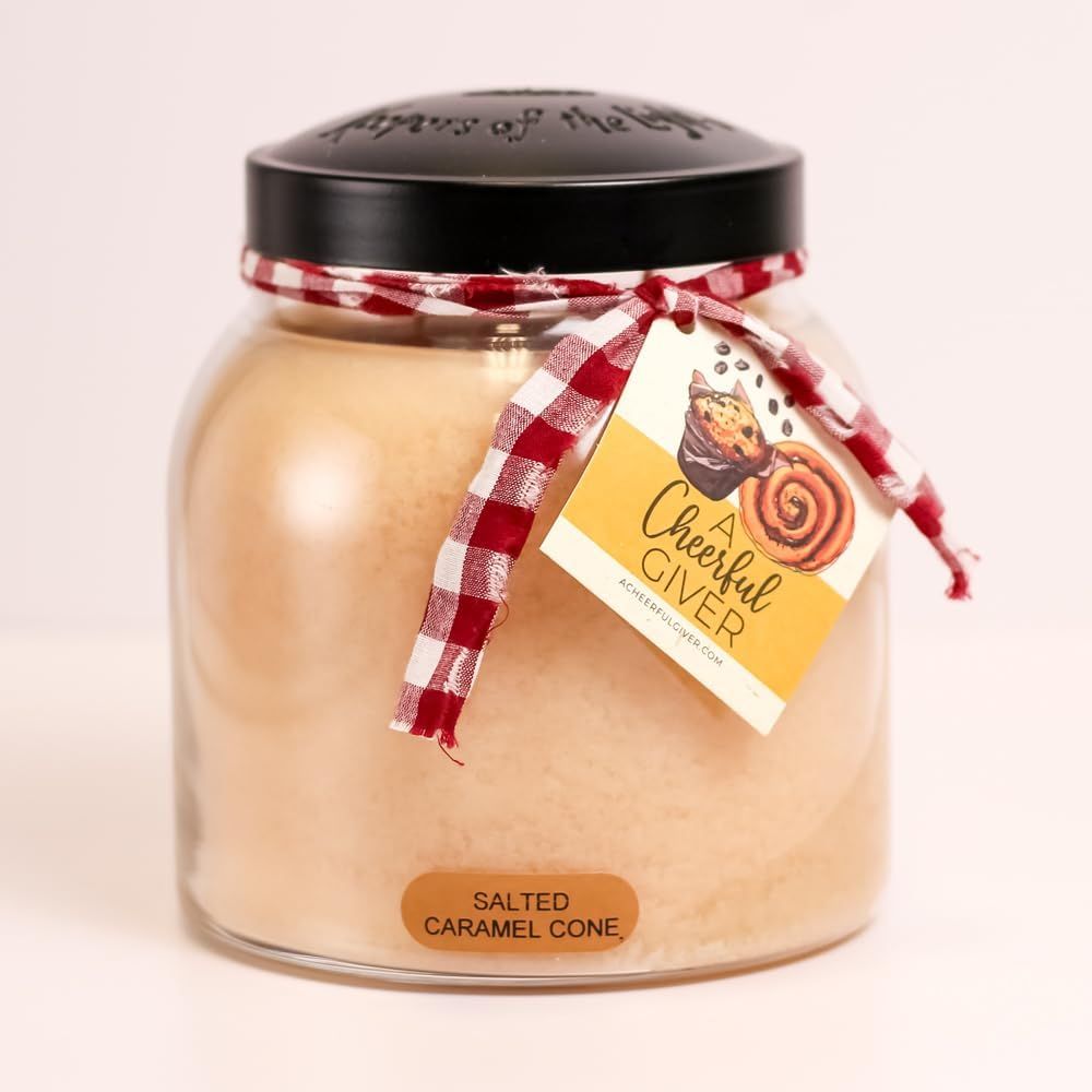 Salted Caramel Cone Scented Jar Candle with Black Lid