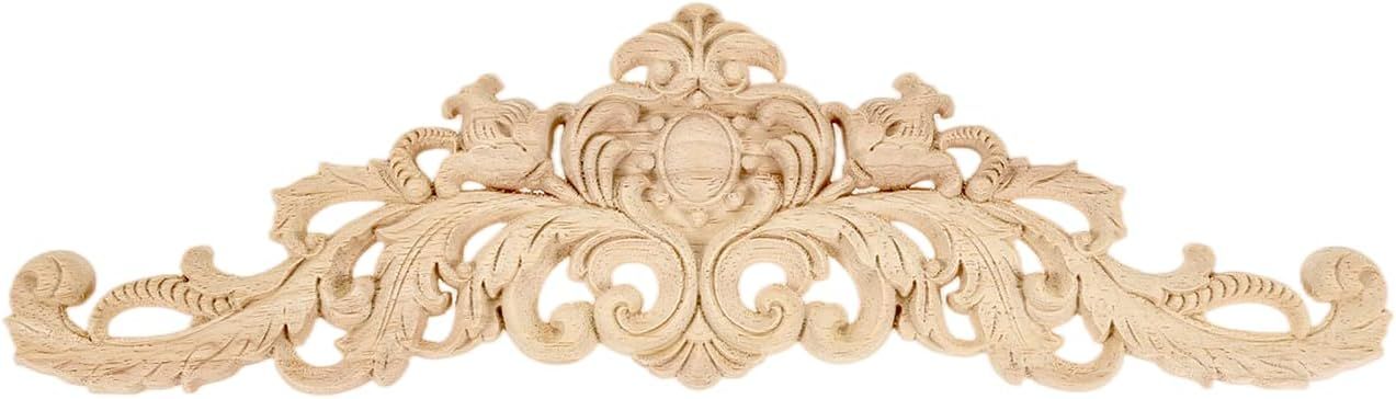 Unpainted Wood Carved Decorative Corner Appliques, 30x8cm