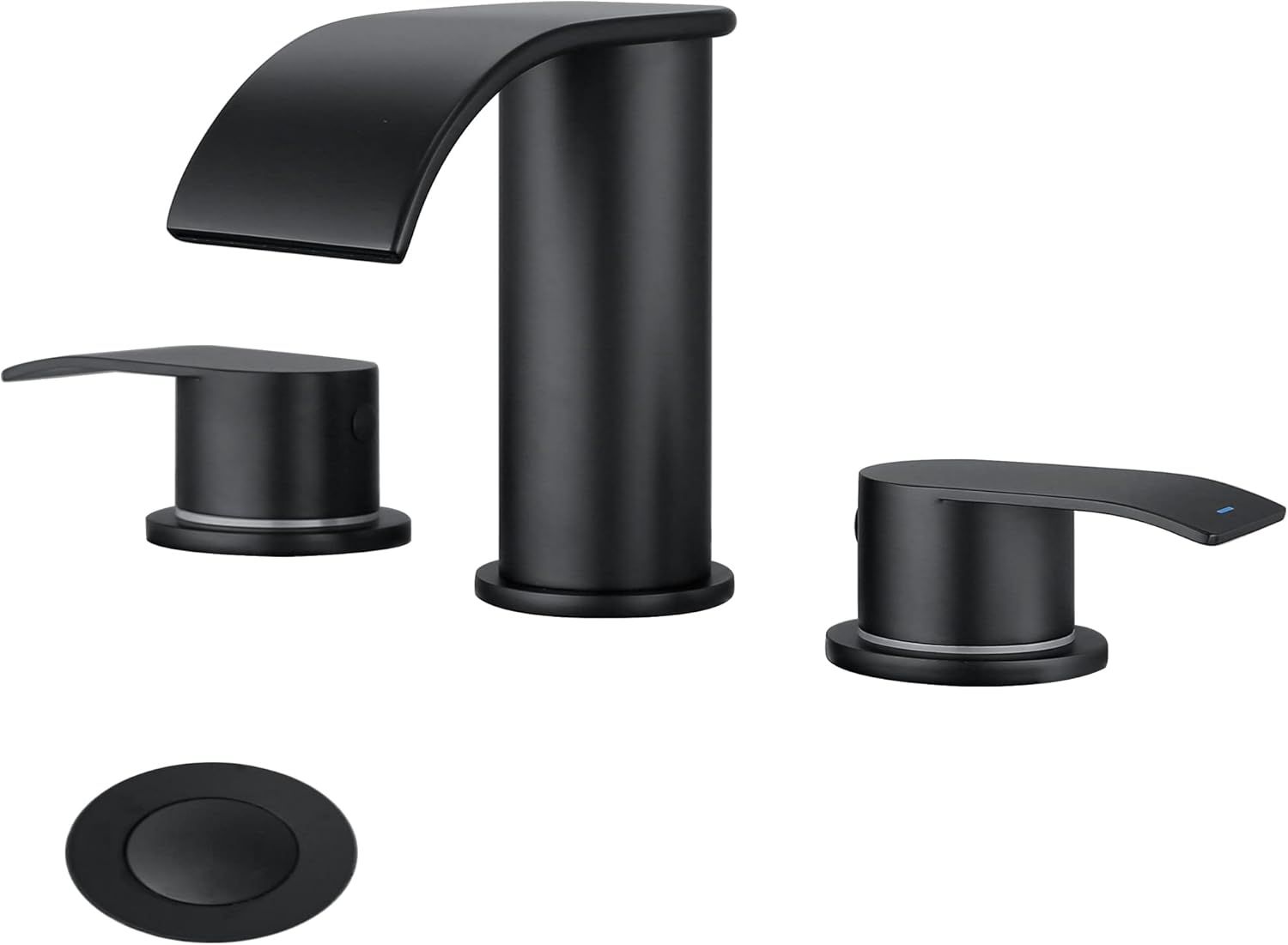 Matte Black Brass 8-Inch Widespread Waterfall Faucet