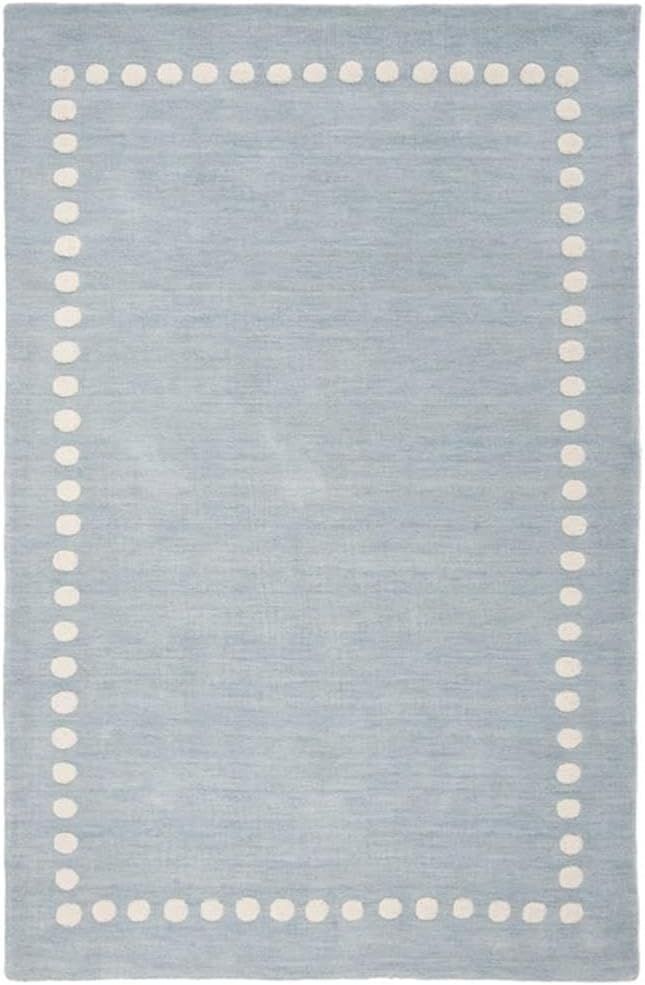 Handmade Blue/Ivory Wool Kids Area Rug 8' x 10'