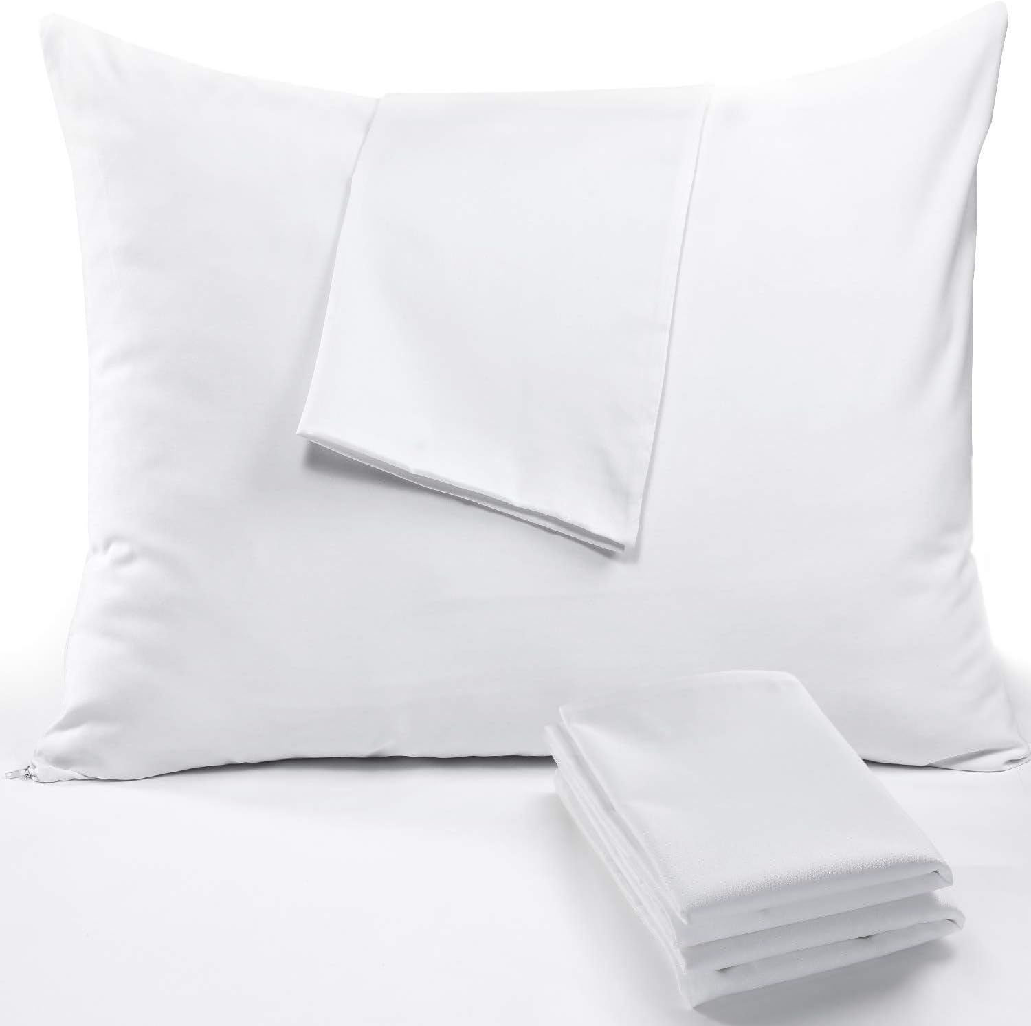 Standard White Cotton Hypoallergenic Pillow Protectors Set of 4